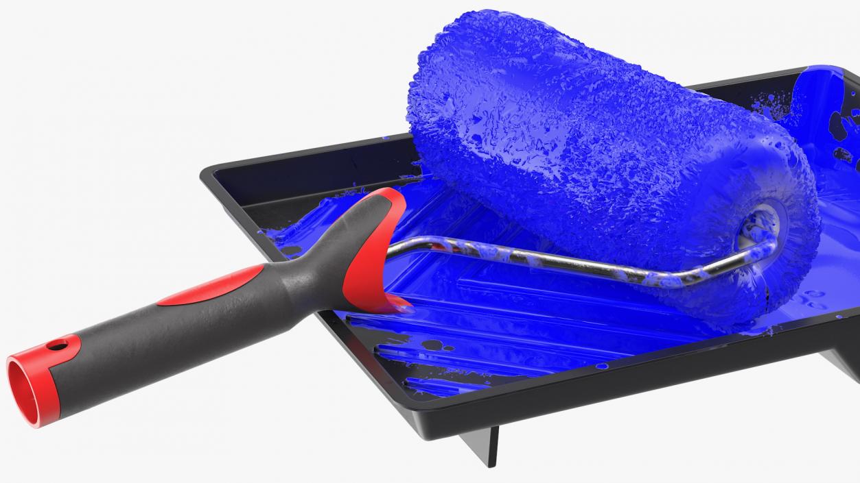 Used Paint Roller with Tray 3D