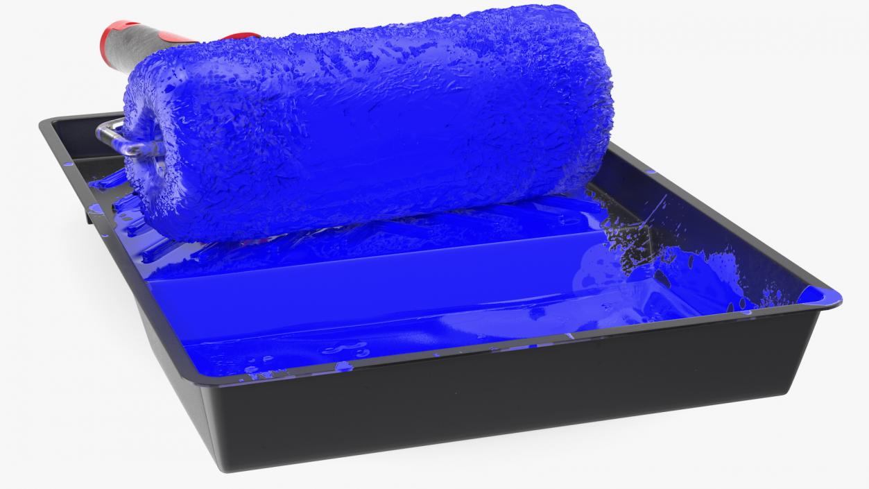 Used Paint Roller with Tray 3D