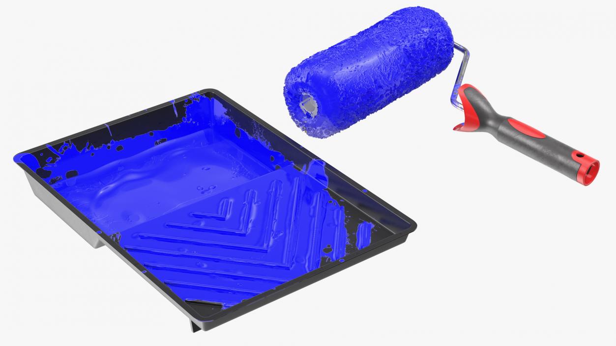 Used Paint Roller with Tray 3D