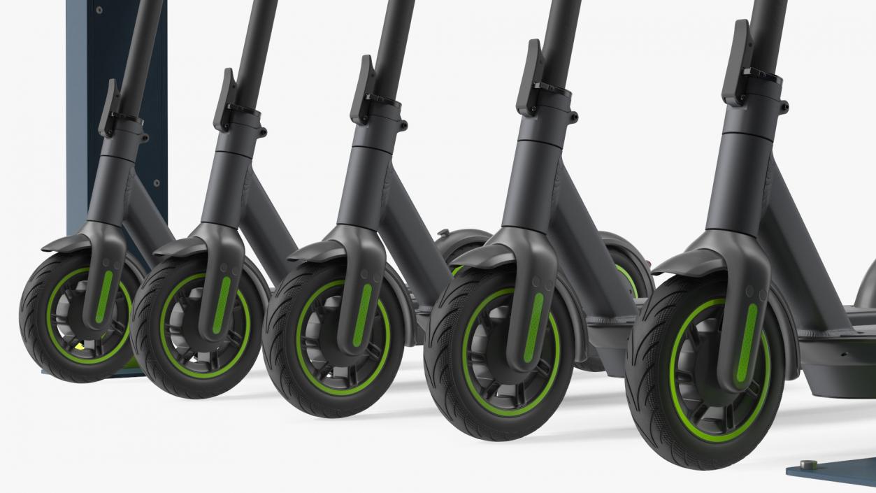 Electric Rental Station With Scooters 3D