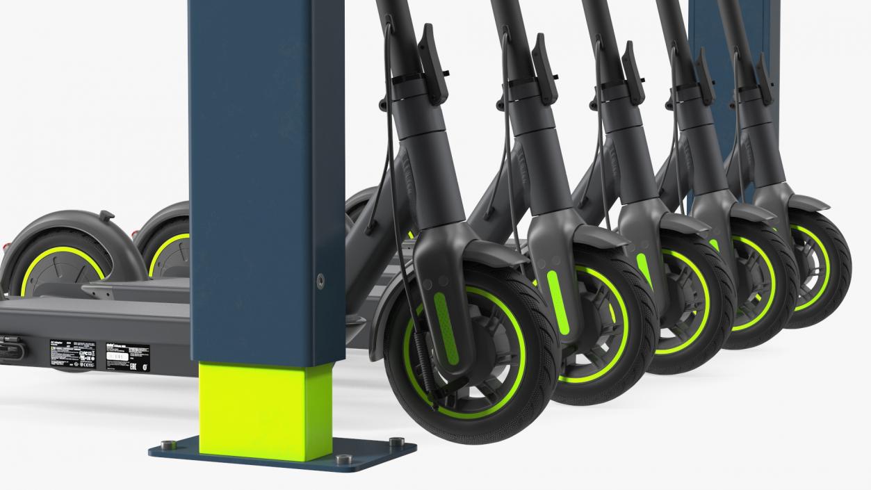 Electric Rental Station With Scooters 3D