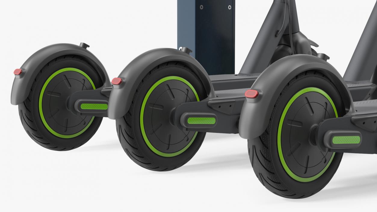 Electric Rental Station With Scooters 3D