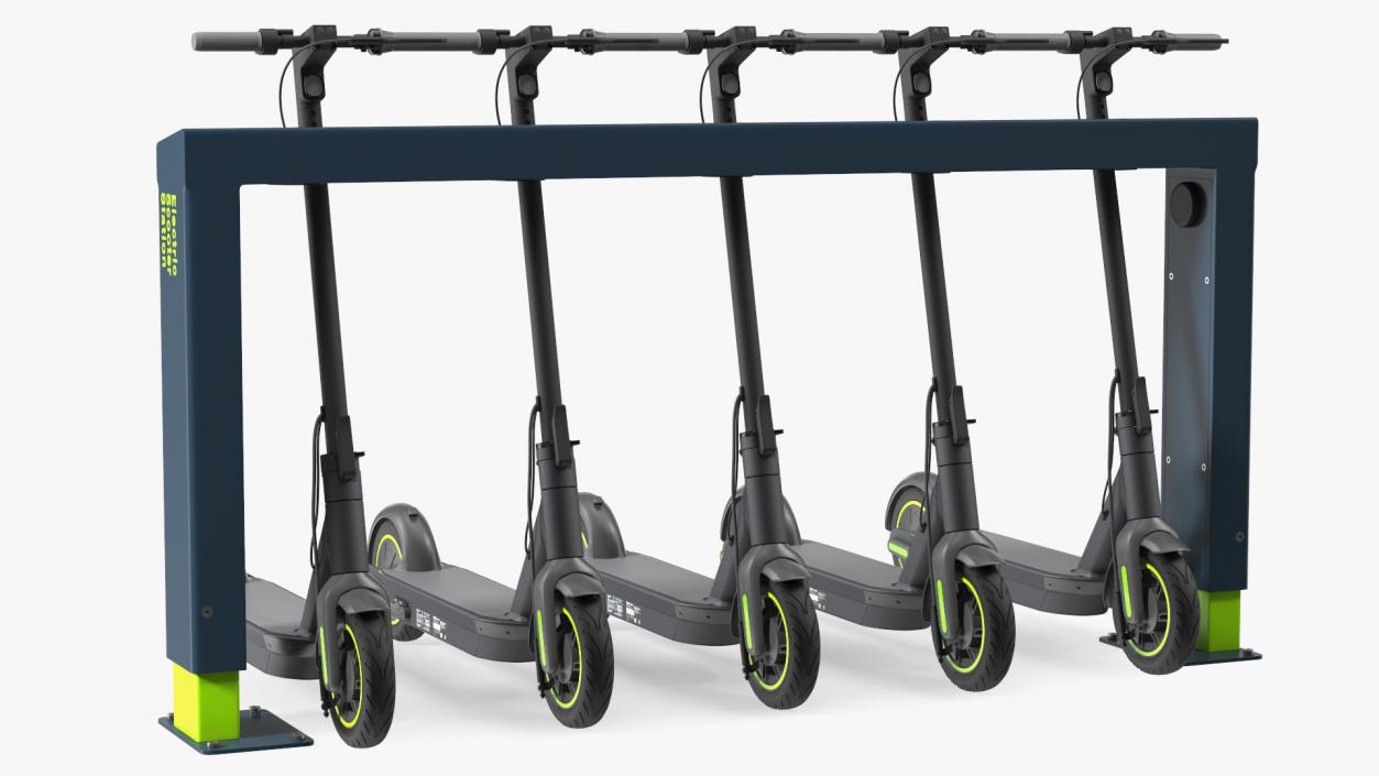 Electric Rental Station With Scooters 3D