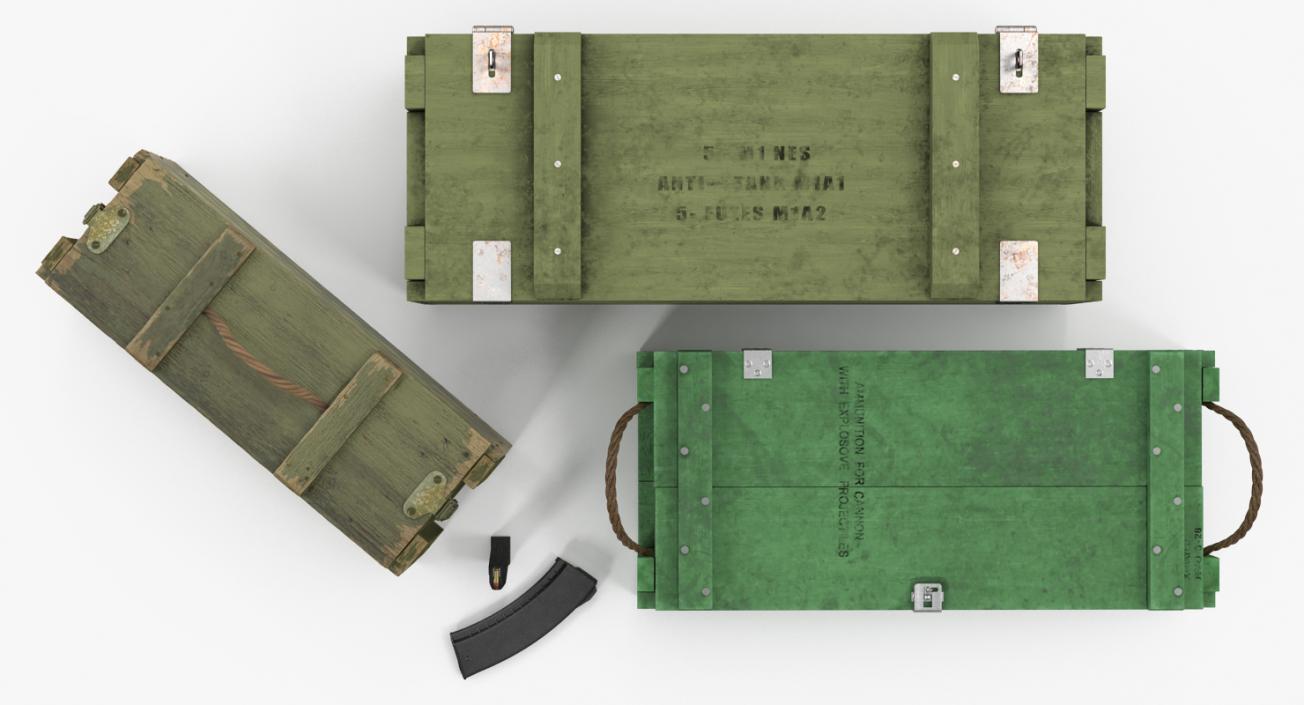 3D Military Gun Magazines and Boxes Collection model