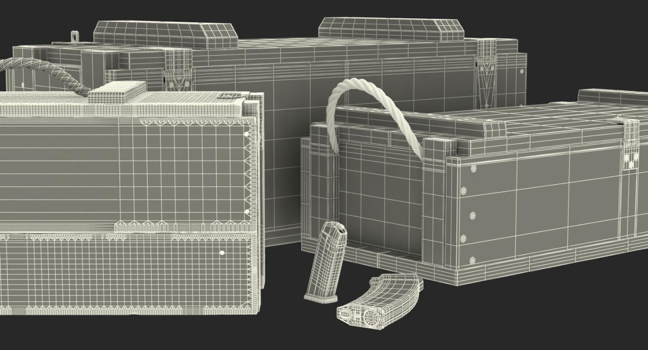 3D Military Gun Magazines and Boxes Collection model