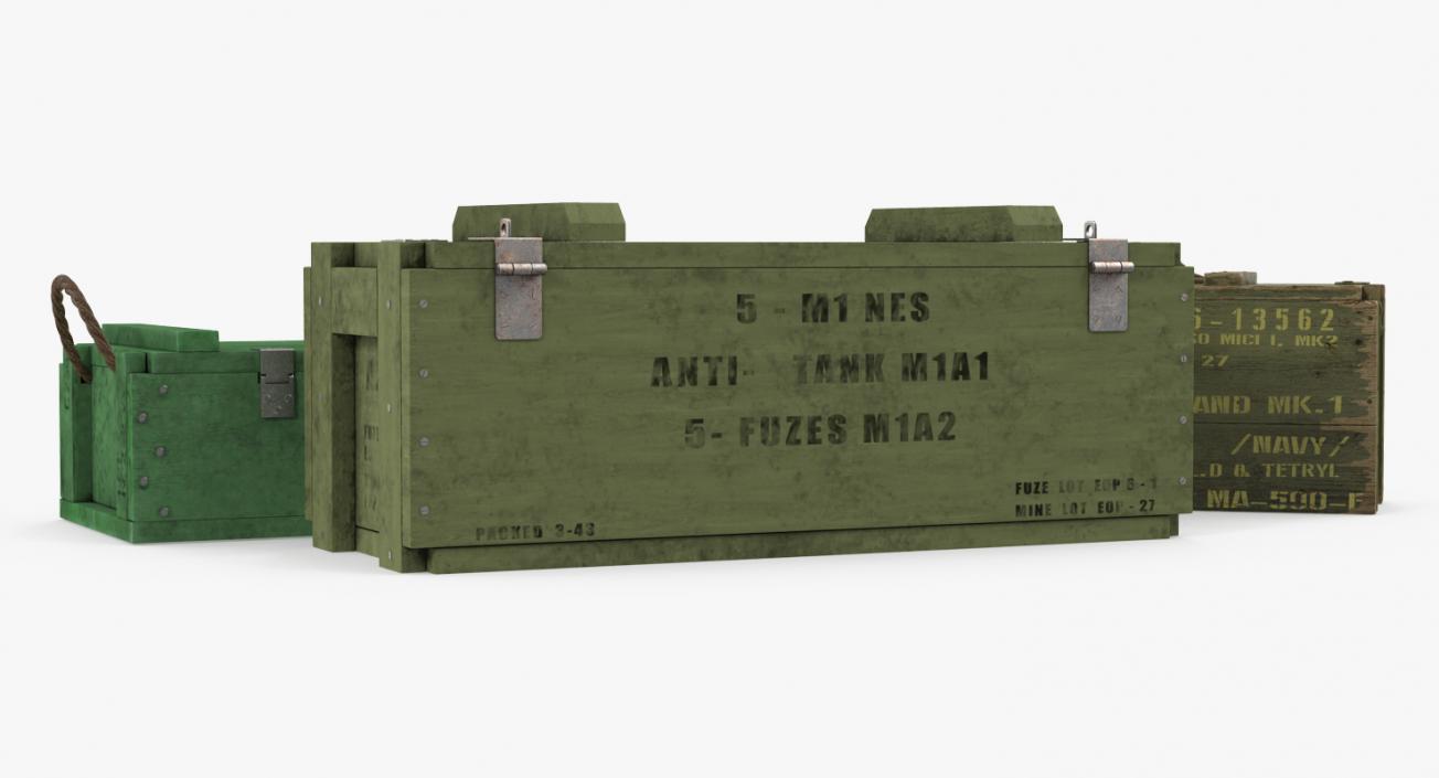 3D Military Gun Magazines and Boxes Collection model