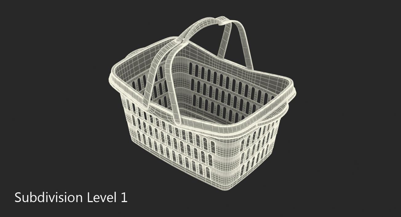 Plastic Shopping Basket with Plastic Handles 3D model