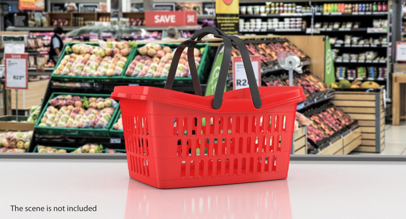 Plastic Shopping Basket with Plastic Handles 3D model