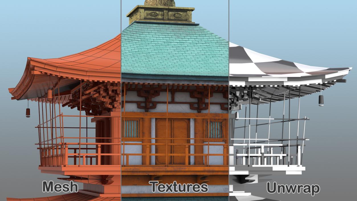 3D model Japanese Pagoda Roof