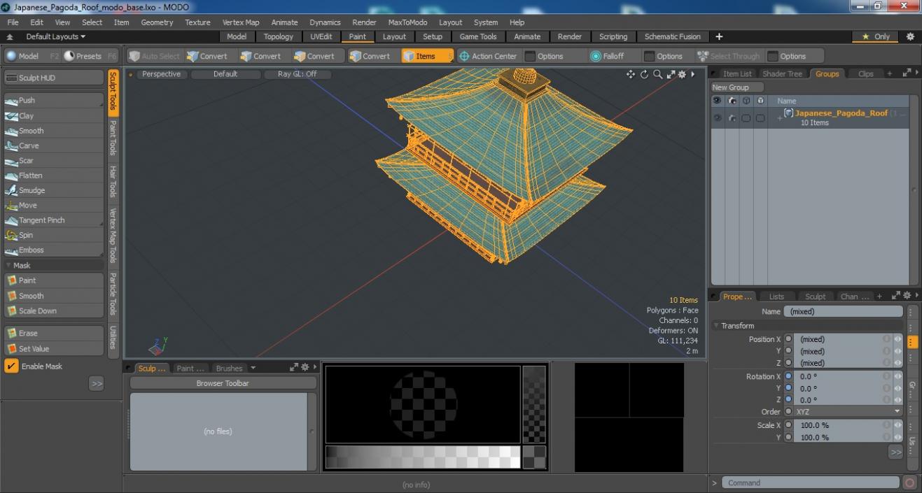 3D model Japanese Pagoda Roof