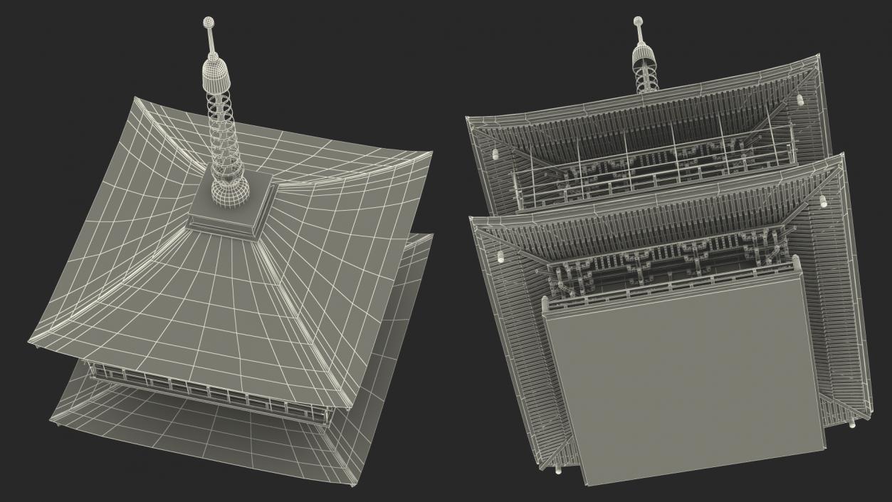 3D model Japanese Pagoda Roof