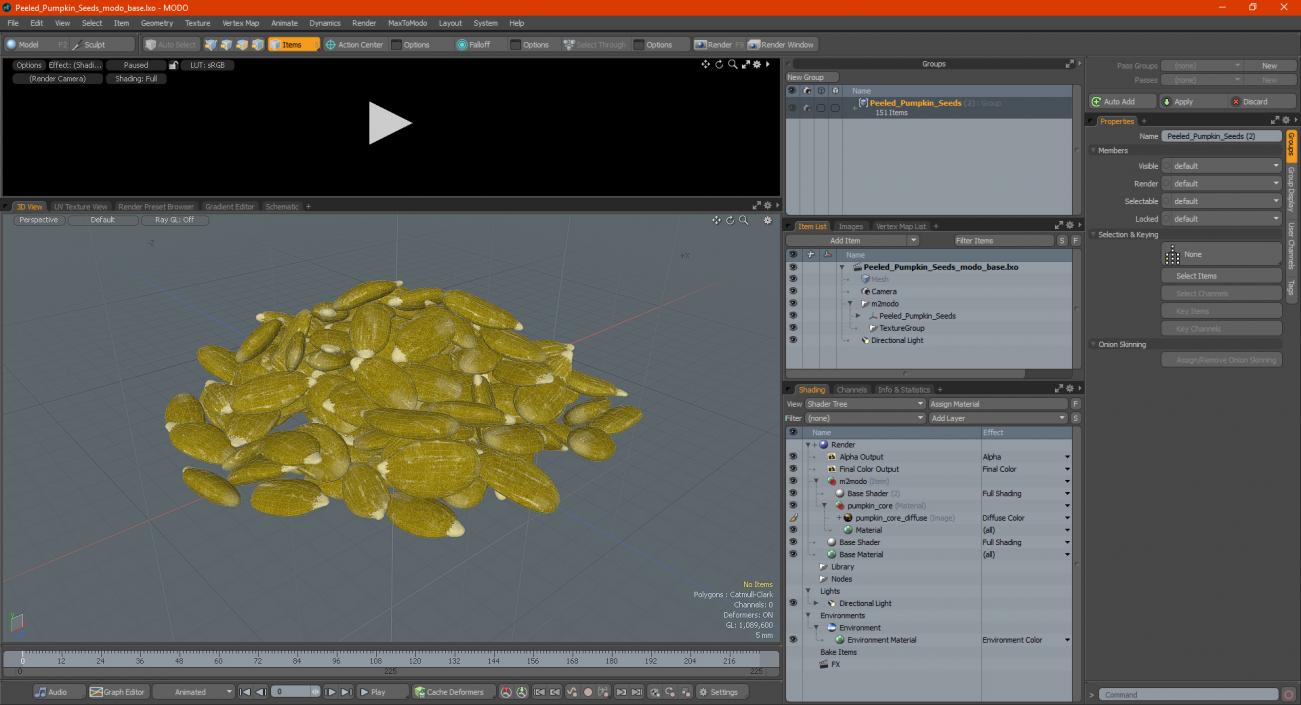 3D model Peeled Pumpkin Seeds