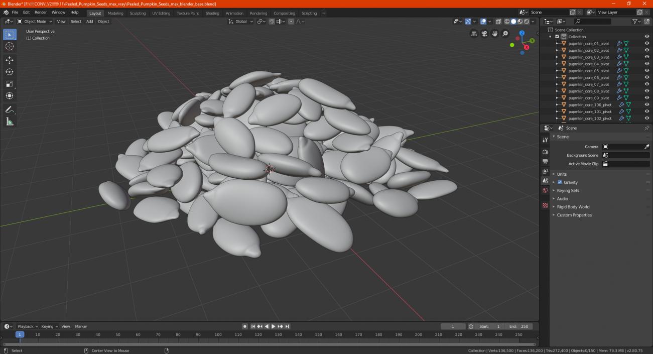 3D model Peeled Pumpkin Seeds