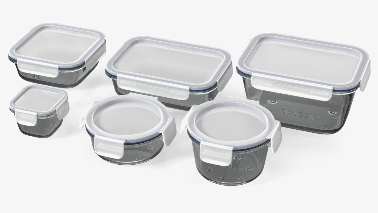 Glass Clip Lock Food Storage Container Set 3D