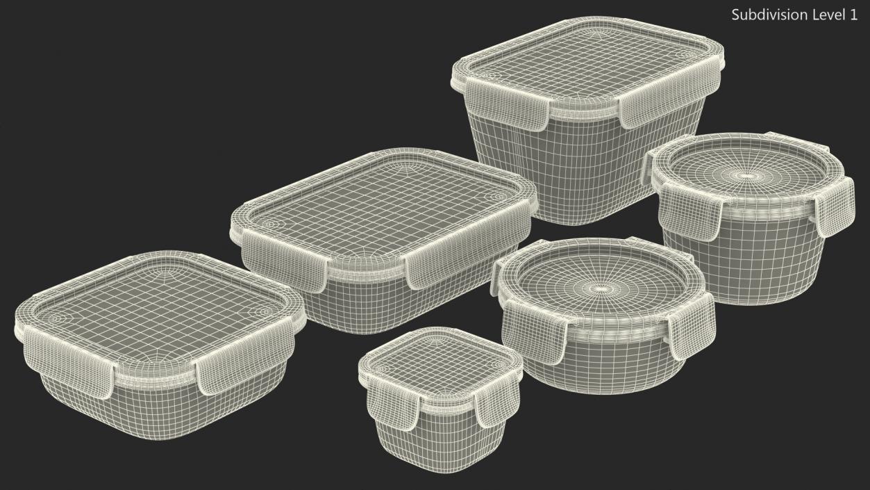 Glass Clip Lock Food Storage Container Set 3D