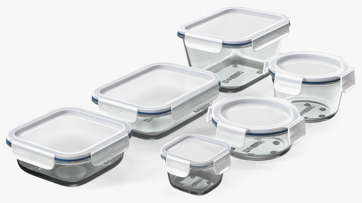 Glass Clip Lock Food Storage Container Set 3D