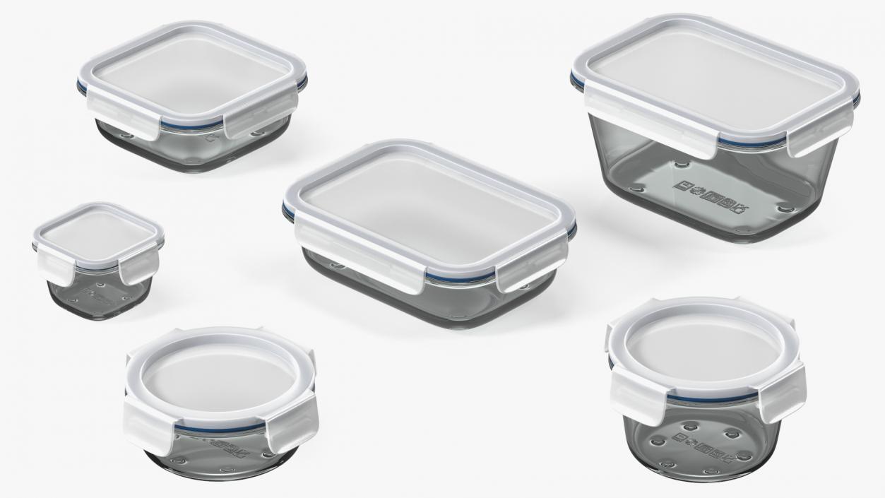 Glass Clip Lock Food Storage Container Set 3D