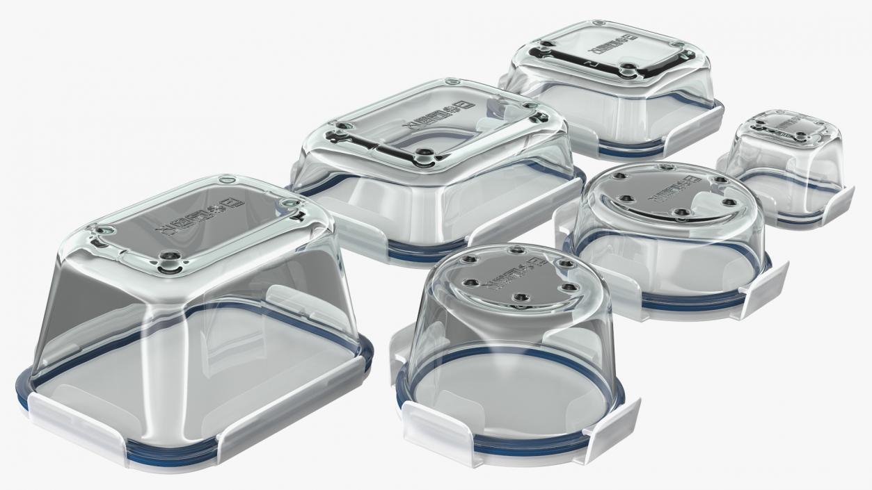 Glass Clip Lock Food Storage Container Set 3D