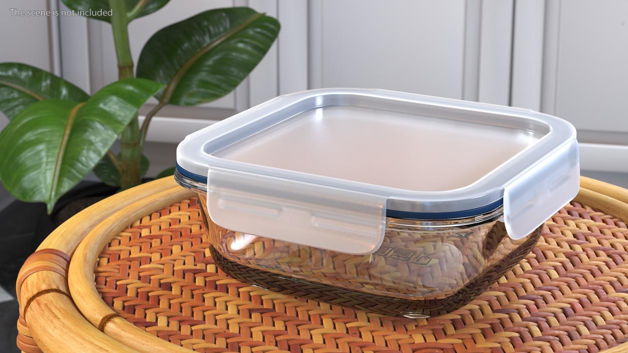 Glass Clip Lock Food Storage Container Set 3D