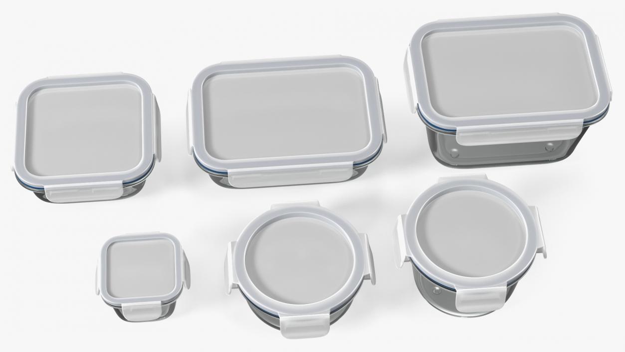 Glass Clip Lock Food Storage Container Set 3D