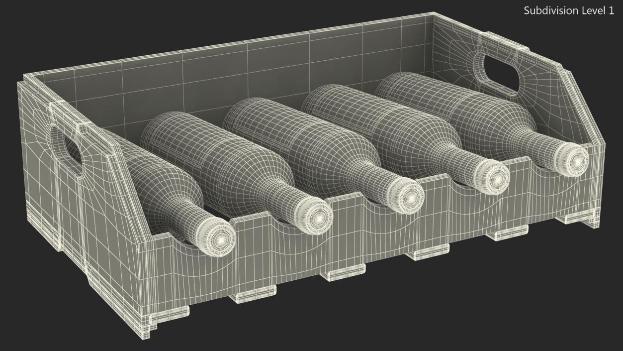 3D Beech Wood Rack With Bottles model