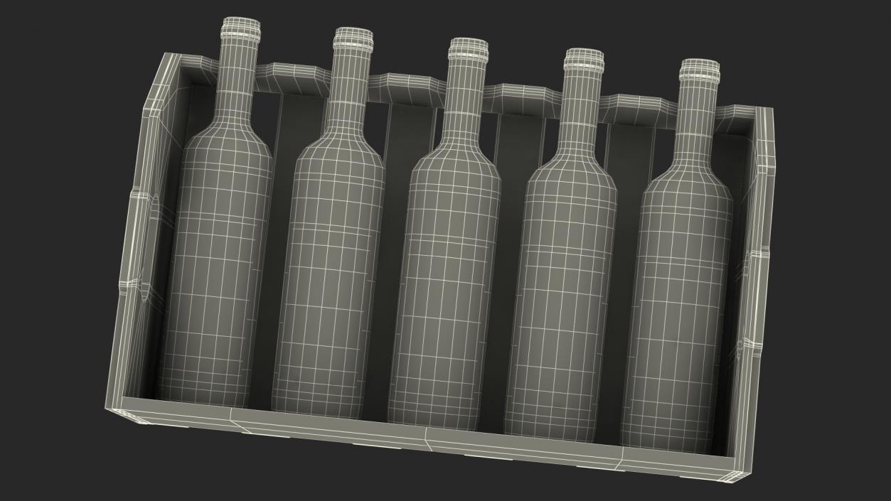 3D Beech Wood Rack With Bottles model