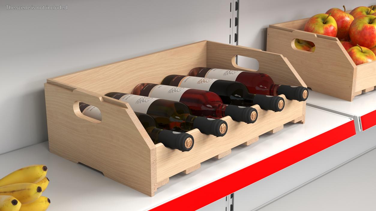 3D Beech Wood Rack With Bottles model