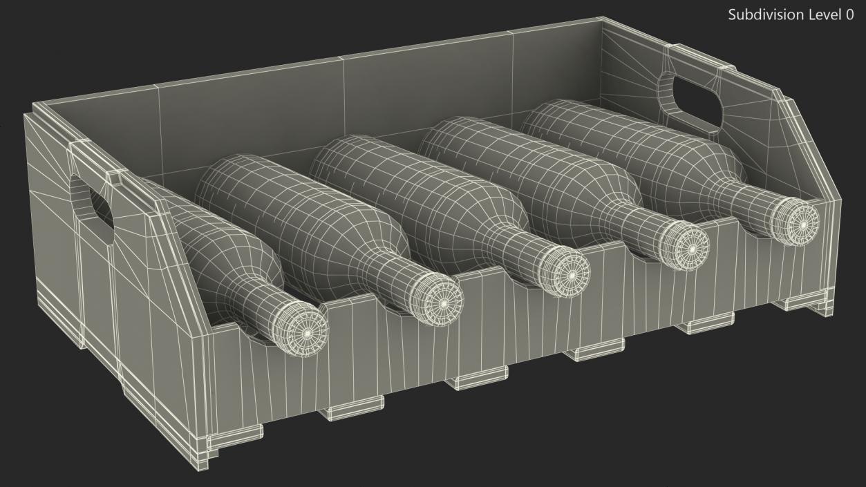 3D Beech Wood Rack With Bottles model