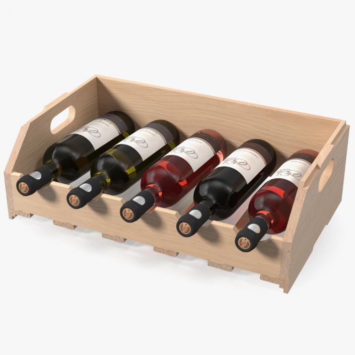 3D Beech Wood Rack With Bottles model