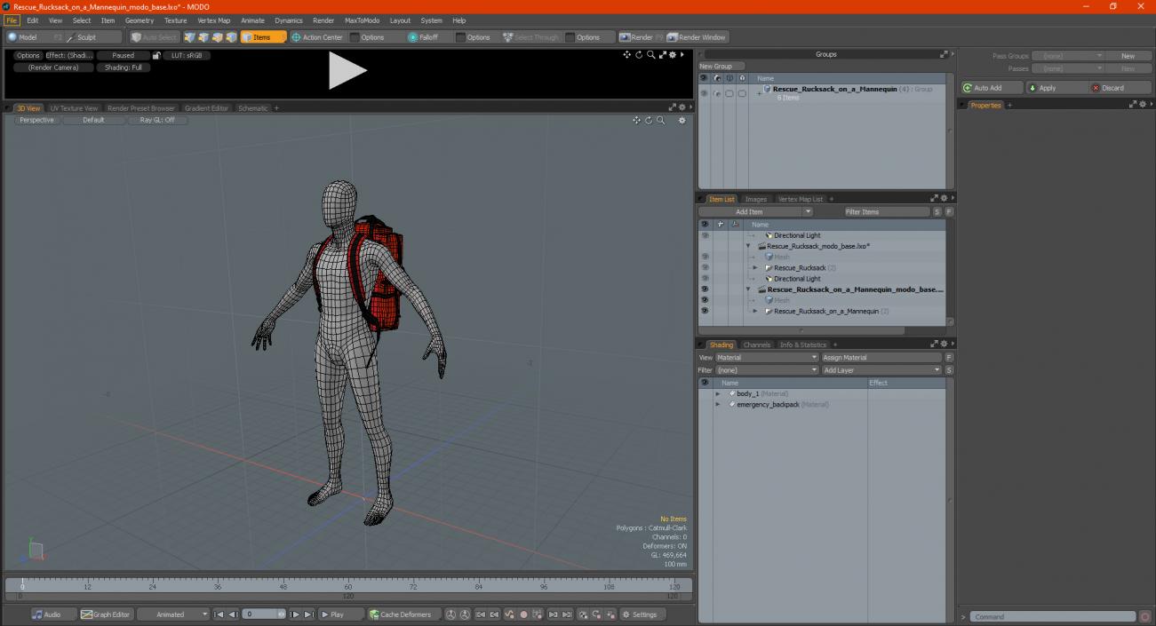 3D model Rescue Rucksack on a Mannequin