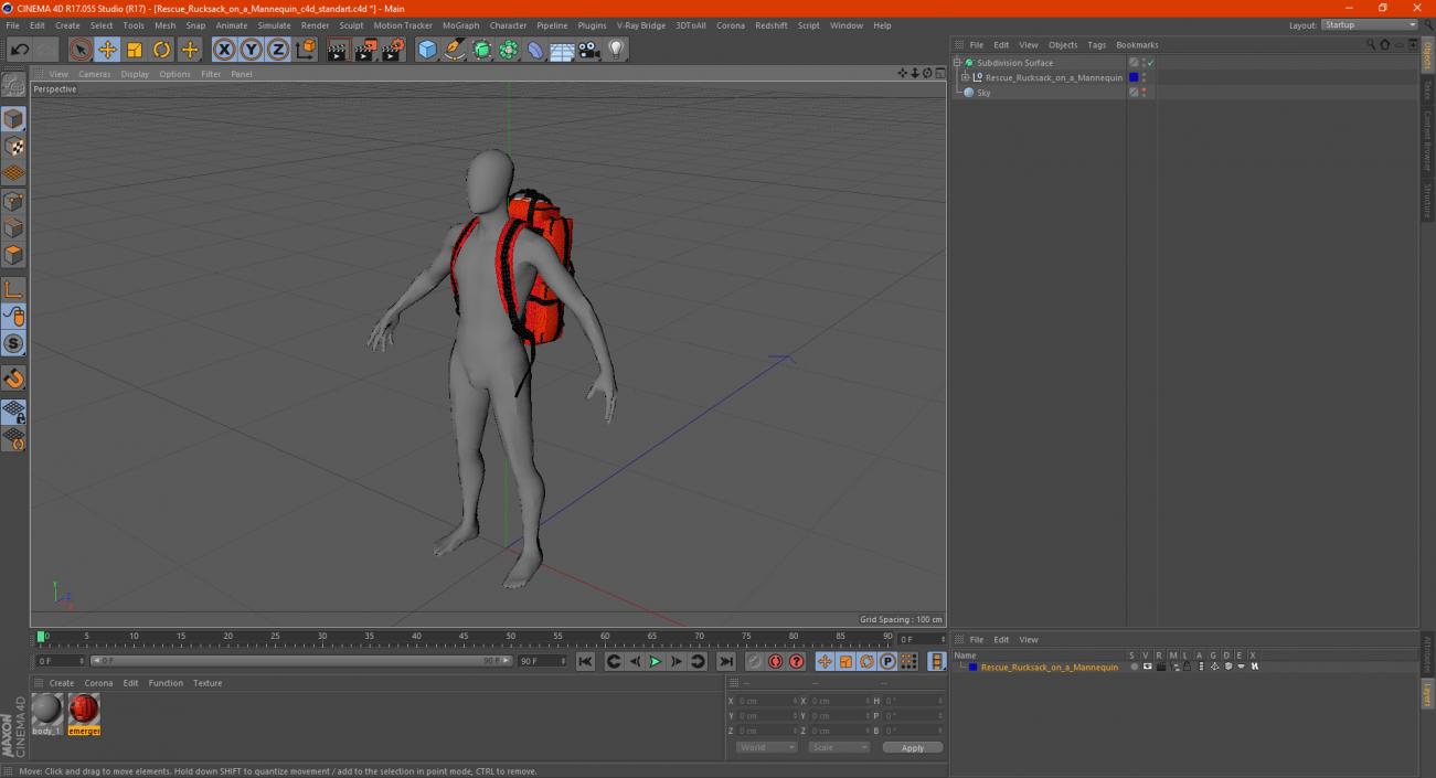 3D model Rescue Rucksack on a Mannequin