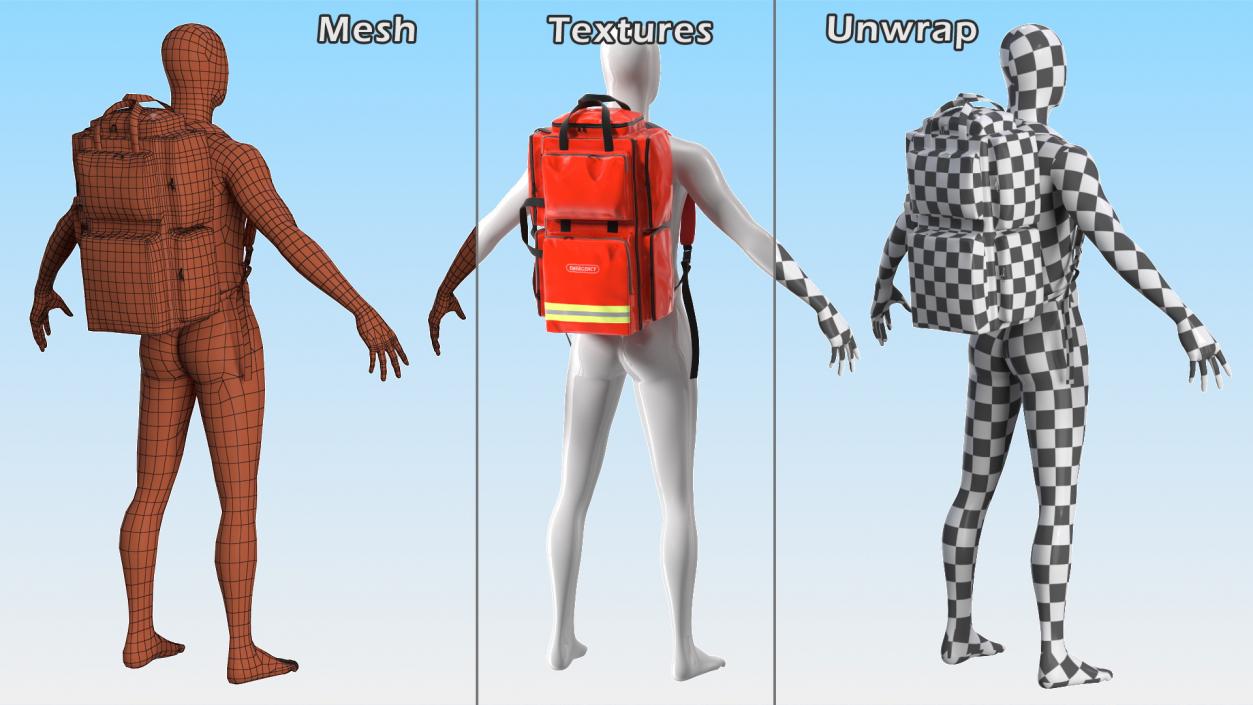 3D model Rescue Rucksack on a Mannequin