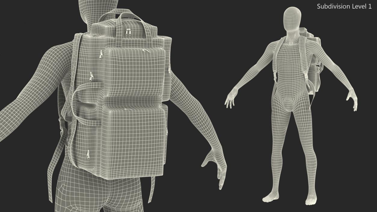 3D model Rescue Rucksack on a Mannequin