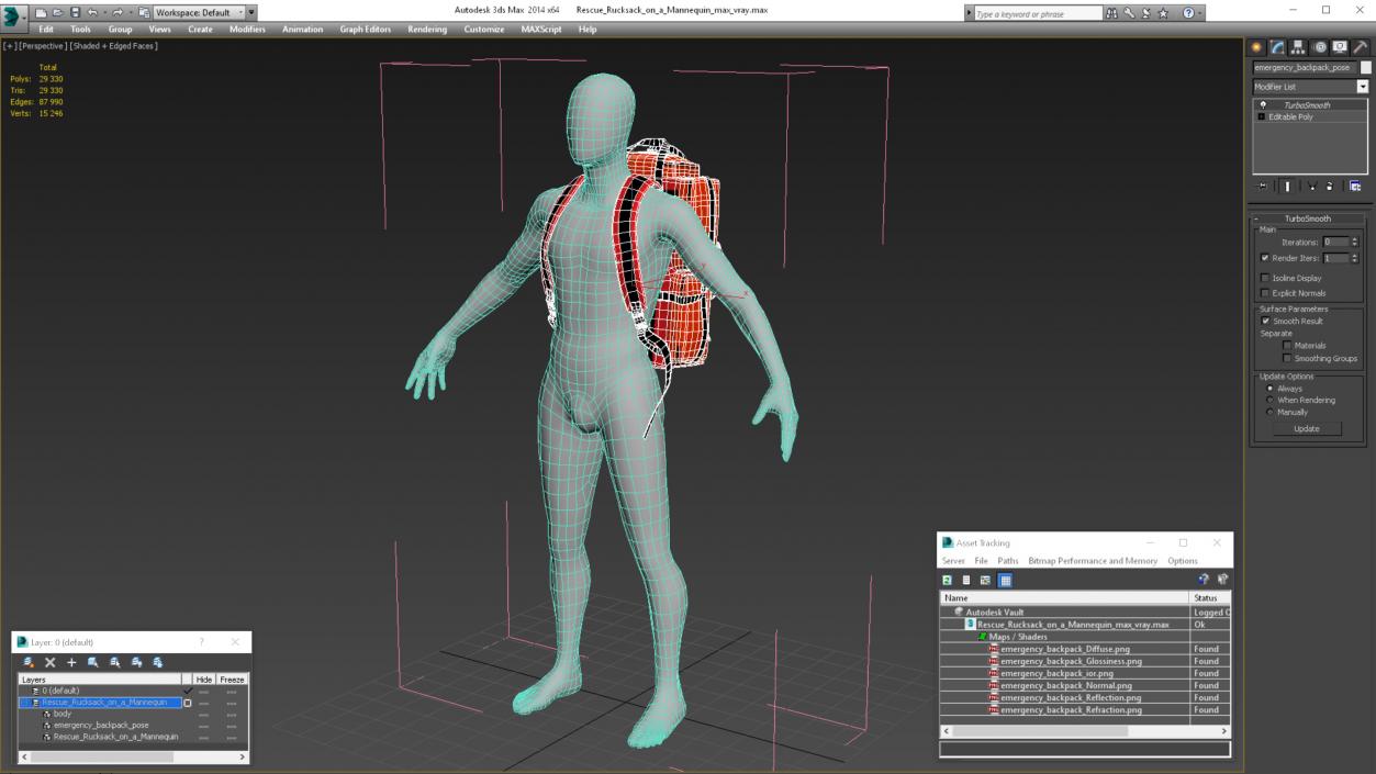 3D model Rescue Rucksack on a Mannequin