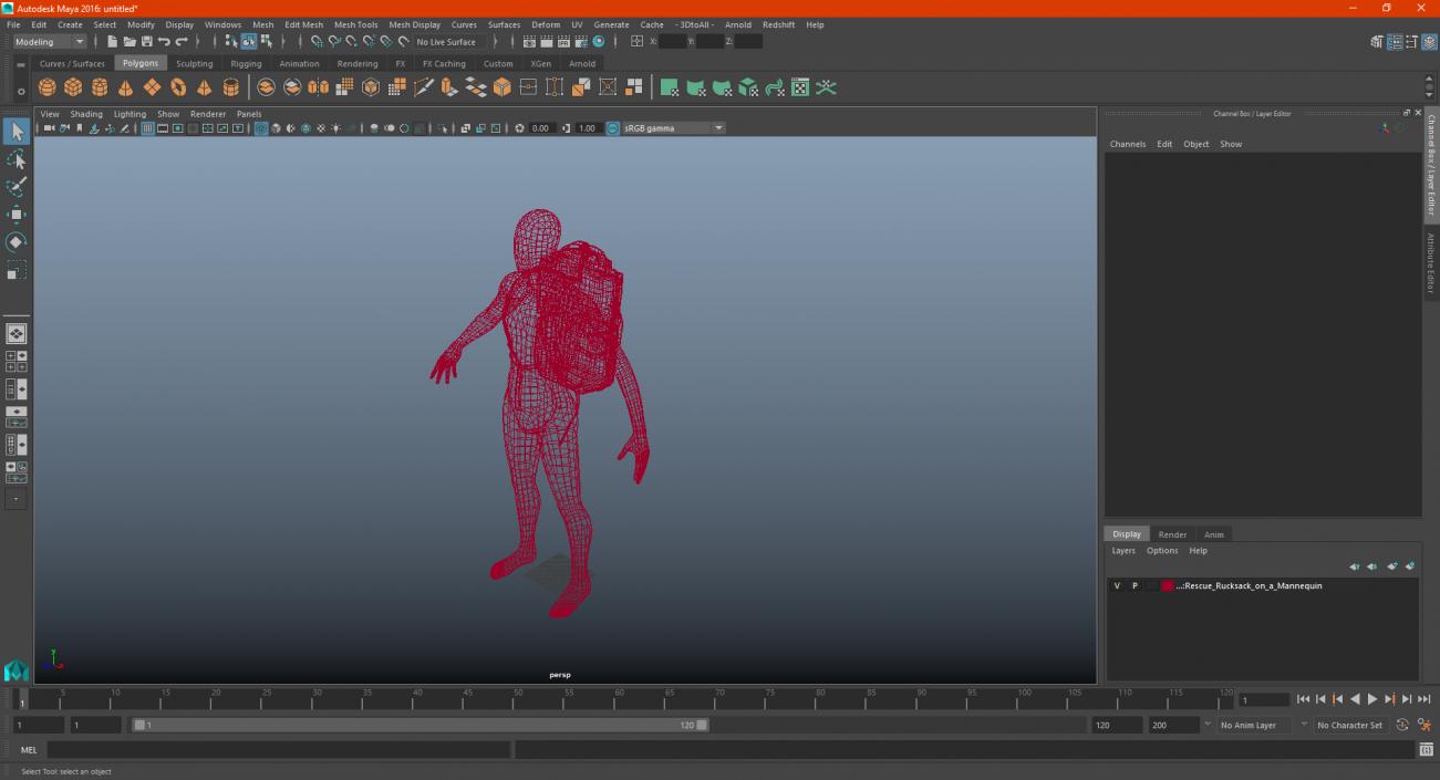 3D model Rescue Rucksack on a Mannequin