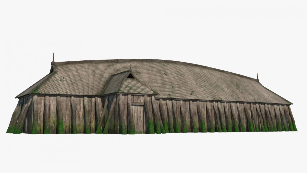 Aged Long Vikings House Simple Interior 3D model