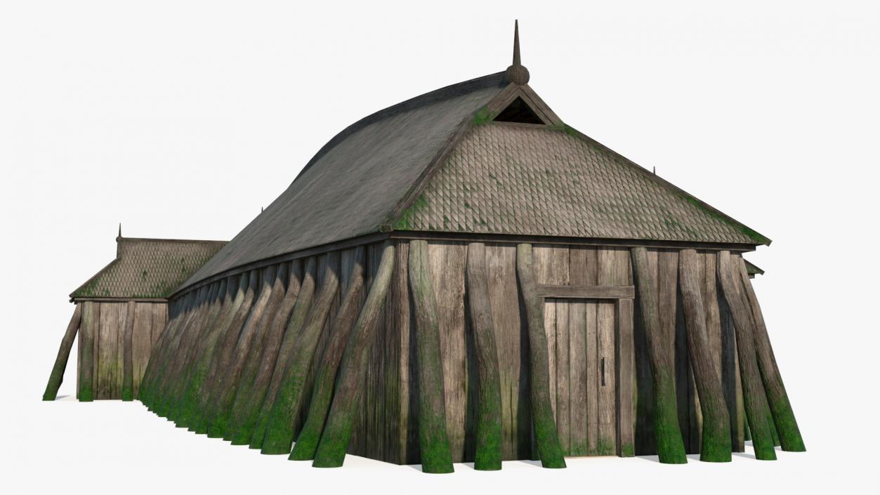 Aged Long Vikings House Simple Interior 3D model