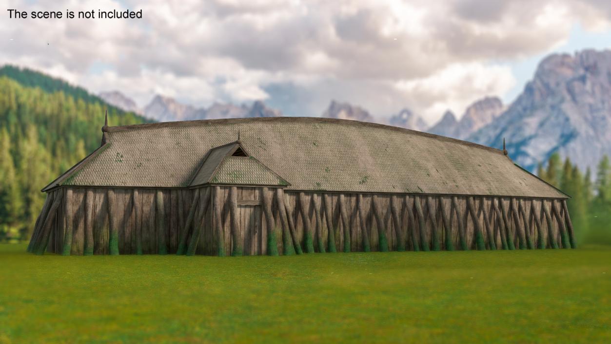 Aged Long Vikings House Simple Interior 3D model