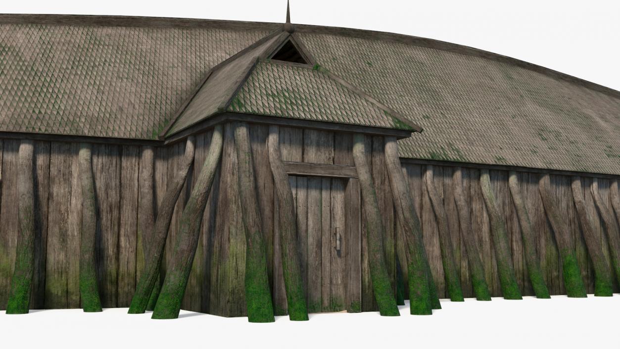 Aged Long Vikings House Simple Interior 3D model