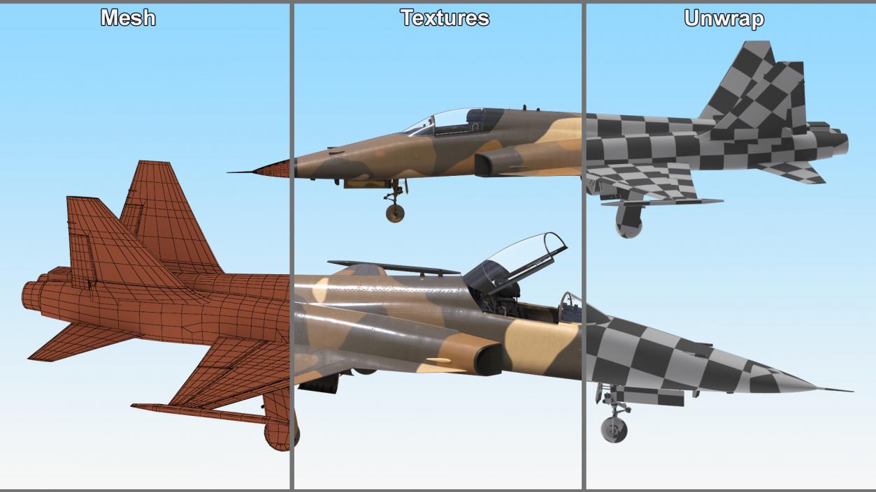 3D Camouflaged Military Fighter Jet without Rockets model