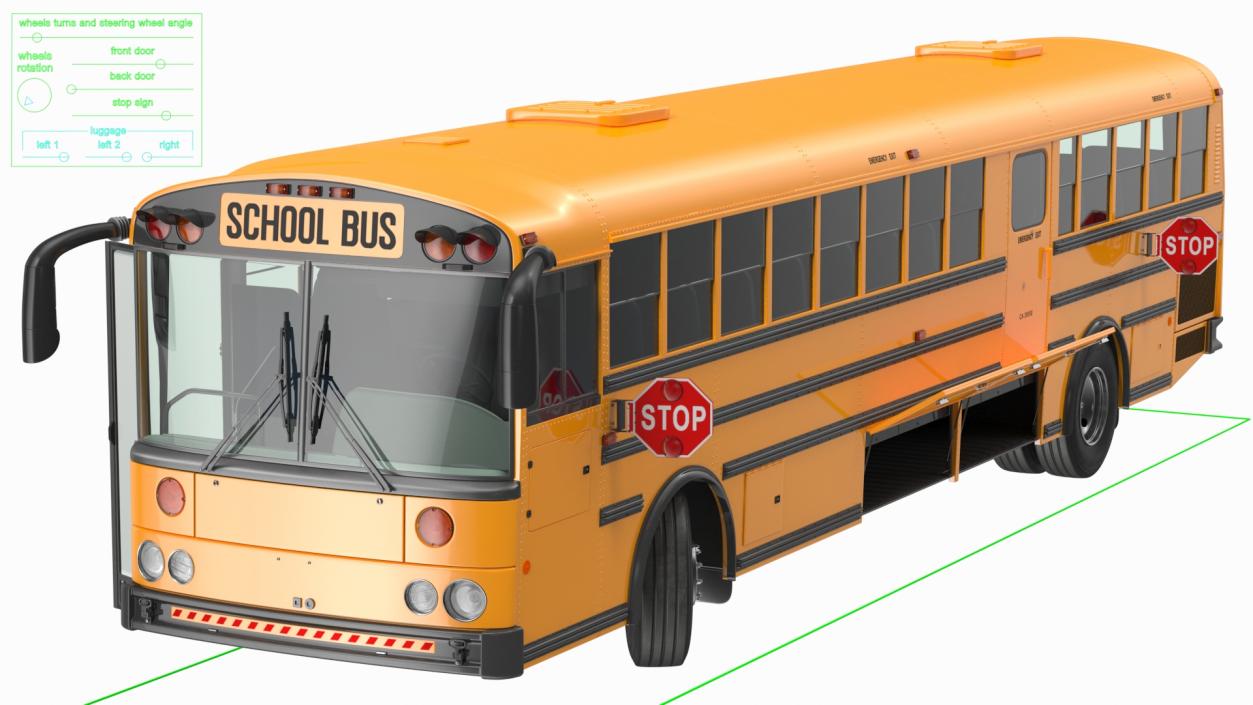 3D model Transit School Bus Rigged