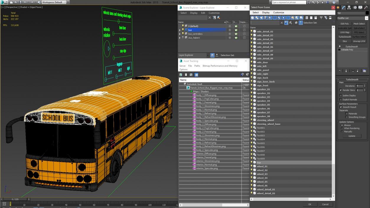 3D model Transit School Bus Rigged