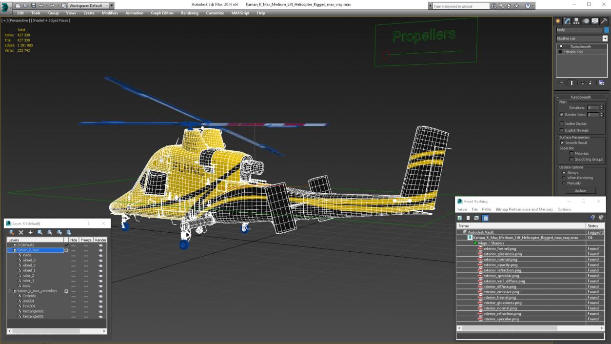 3D Kaman K Max Medium Lift Helicopter Rigged