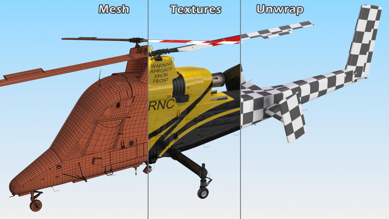 3D Kaman K Max Medium Lift Helicopter Rigged