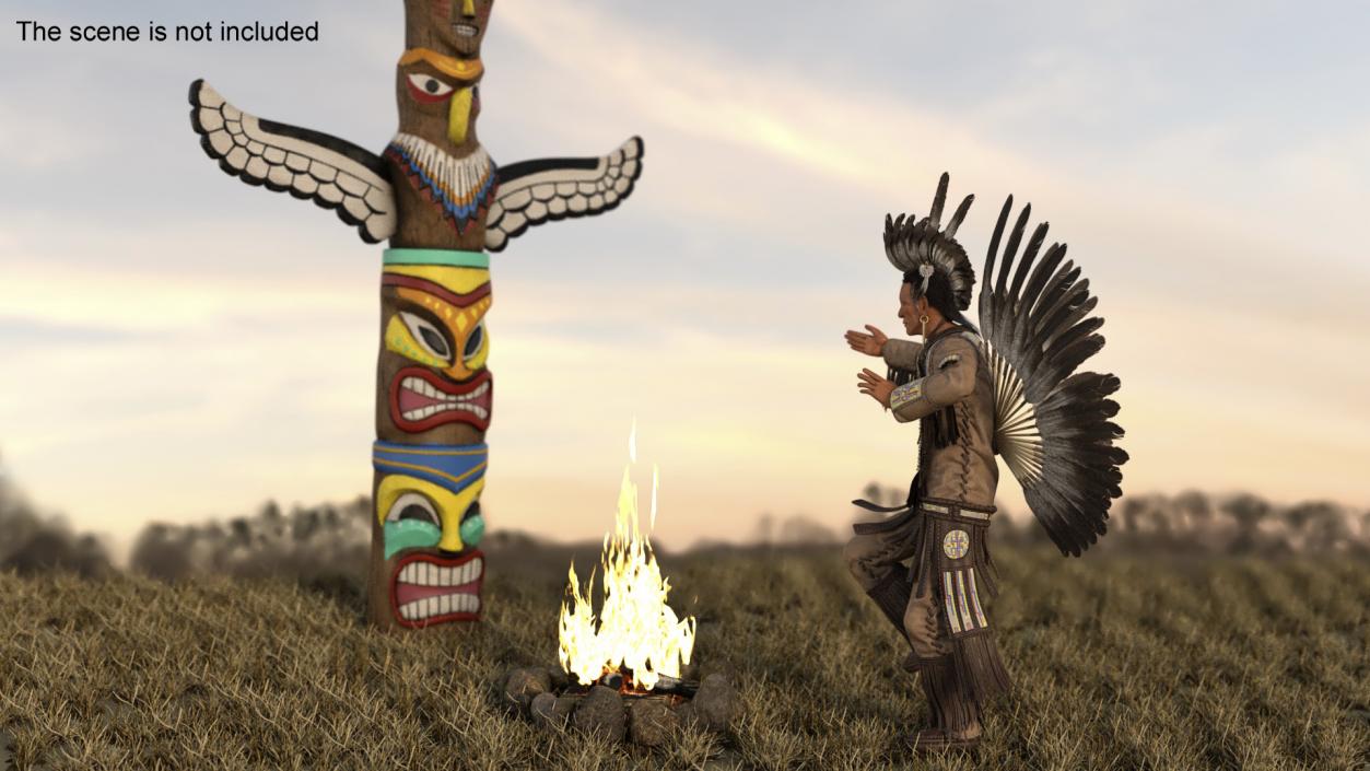 3D American Indian in a Ritual Dance model