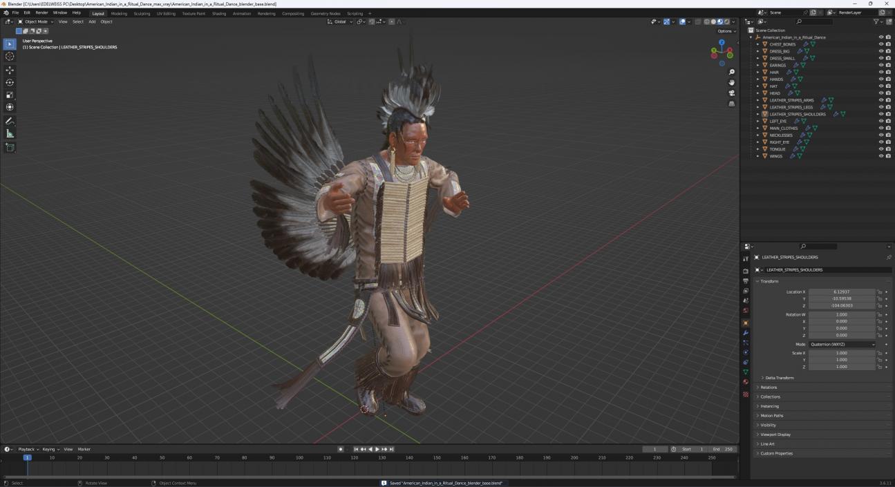 3D American Indian in a Ritual Dance model