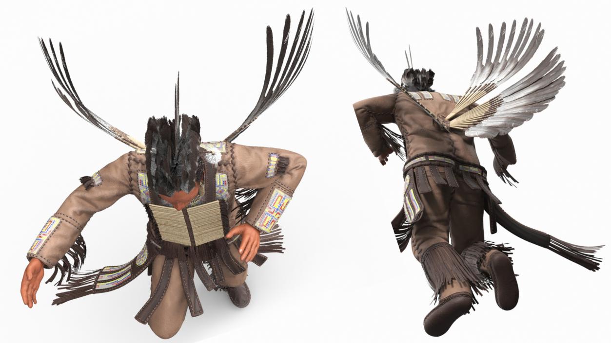 3D American Indian in a Ritual Dance model