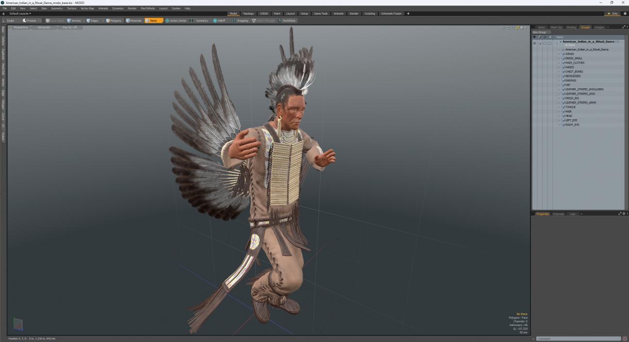 3D American Indian in a Ritual Dance model