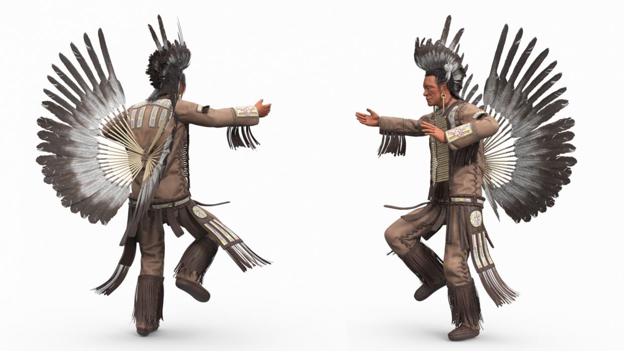 3D American Indian in a Ritual Dance model