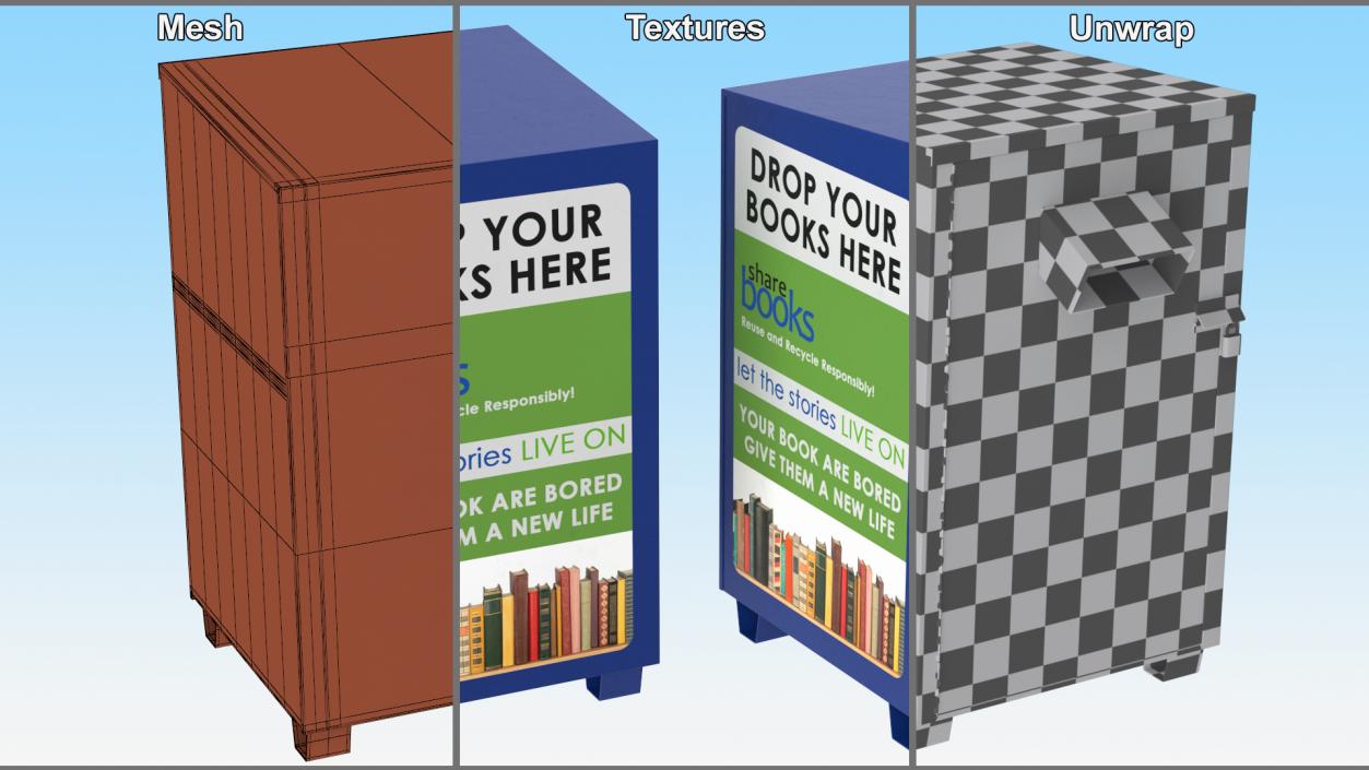 3D Book Drop Box Blue model